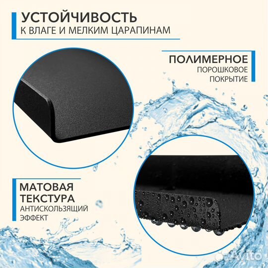 Полка на кухню настенная прямая узкая черная 2 шт