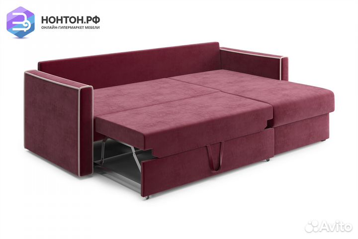 Диван угловой дельфин Леон бордовый