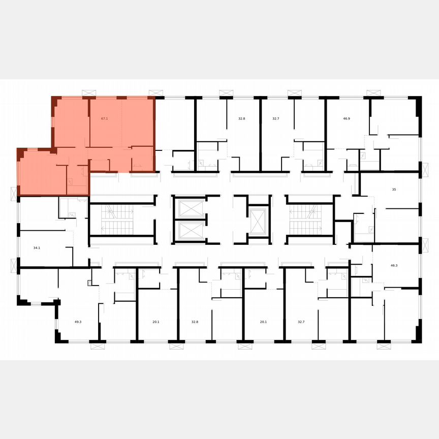 2-к. апартаменты, 67,1 м², 23/24 эт.