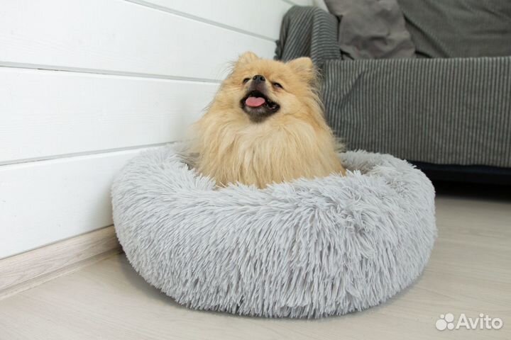 Мягкая круглая лежанка для собак и кошек