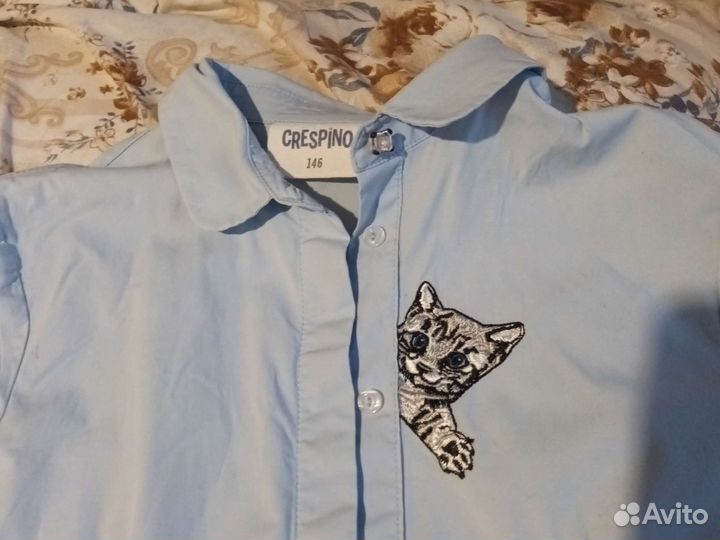 Блузка школьная голубая