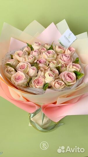 Букет из зефира, зефирные цветы, розы