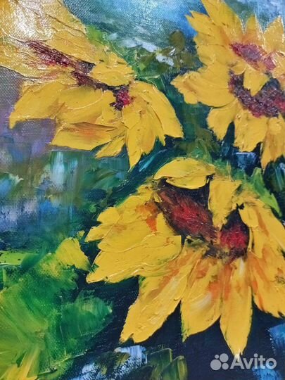 Картина маслом на подрамнике Цветы солнца