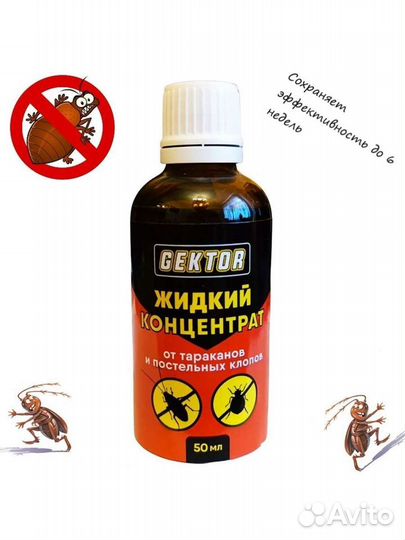 Жидкий концентрат от тараканов, клопов Гектор