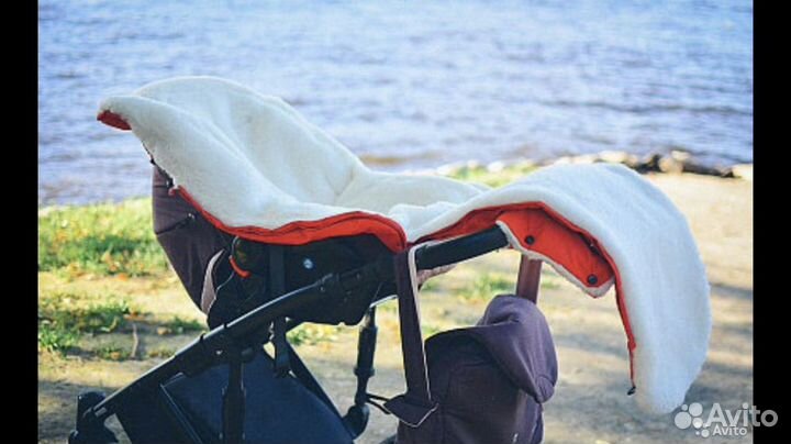 Зимний конверт в коляску на овчине