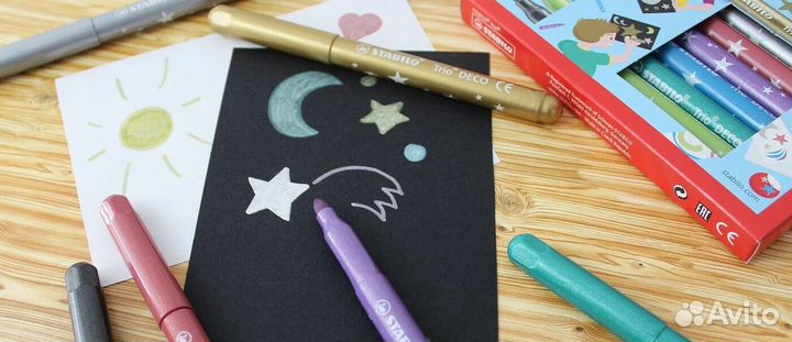 Stabilo новые фломастеры металлизированные trio de