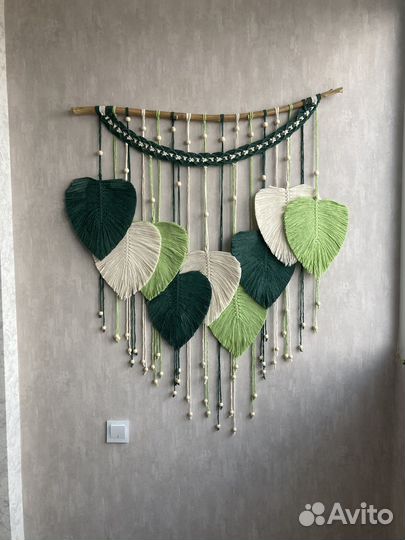 Макраме панно листья