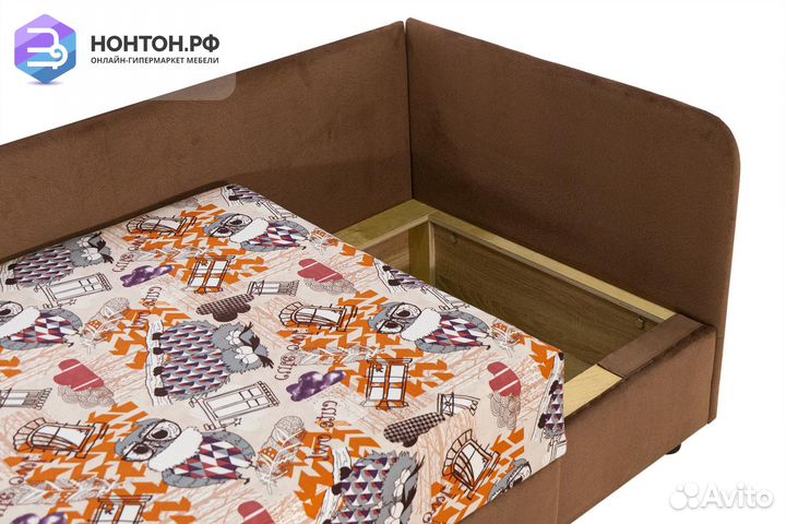 Тахта Вена малая коричневая / принт совы