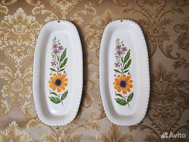 Блюдо для рыбы. Эмалированное. Размер 26х12 см