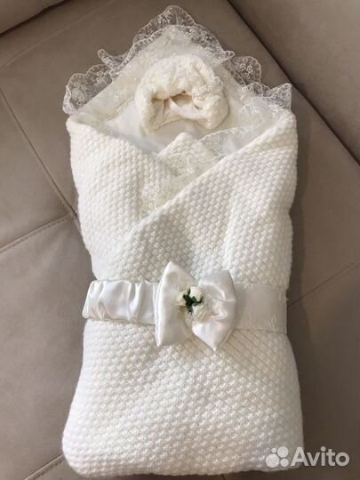 Конверт одеяло на выписку с шапочкой