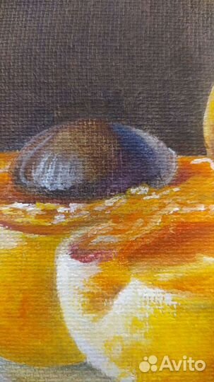 Картина маслом с персиками и сливами 25 на 30