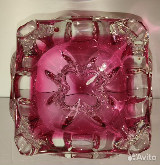 Ваза гутное стекло роза бутон винтаж СССР