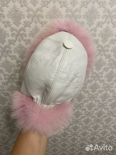 Детская шапка натуральная кожа натуральный писец