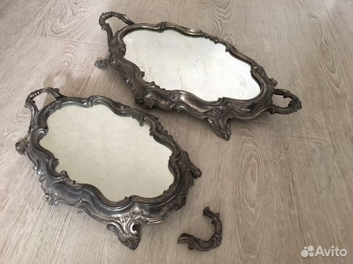 Поднос (пара) старинный зеркальный