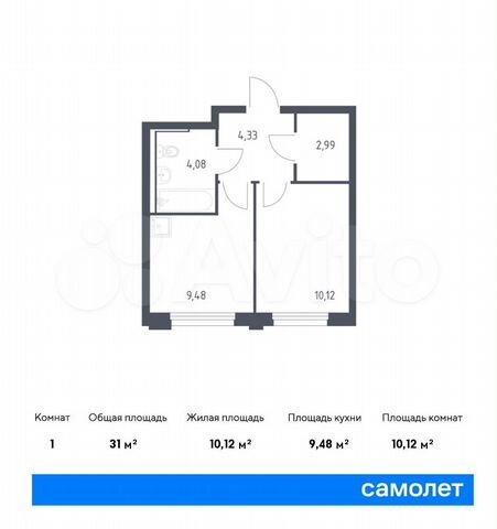 1-к. квартира, 31 м², 2/17 эт.