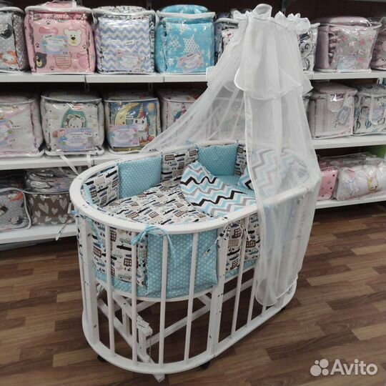 Постельное белье в детскую кроватку овал круг