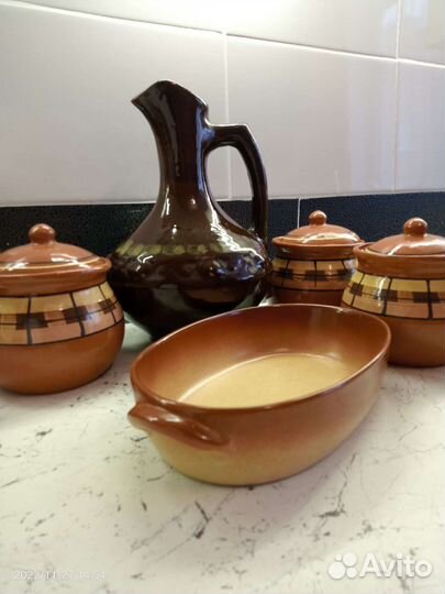 Кувшин, глиняные горшочки для запекания