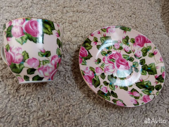 Чашка с блюдцем, чайная пара, Кузнецовский фарфор