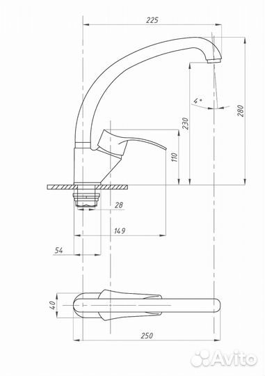 Смеситель для кухни псм psm-335-023 Хром