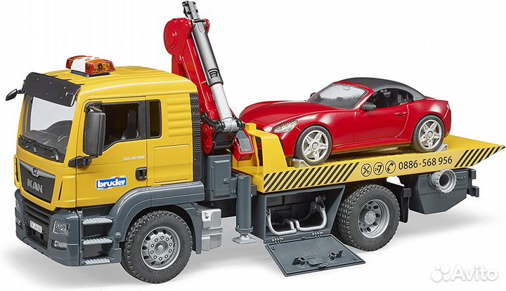 Большой эвакуатор MAN с машинкой Bruder
