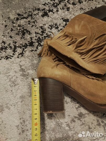 Ботильоны,казаки,нат.замша,Mango,рыжие,кисти