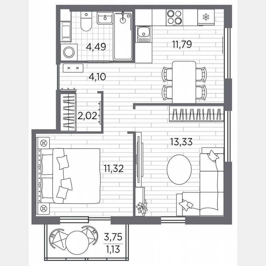 2-к. квартира, 47,2 м², 5/5 эт.