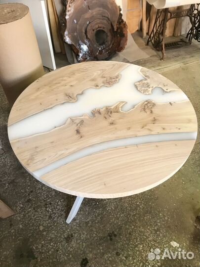 Стол-река из массива карагача/дуба/ясеня