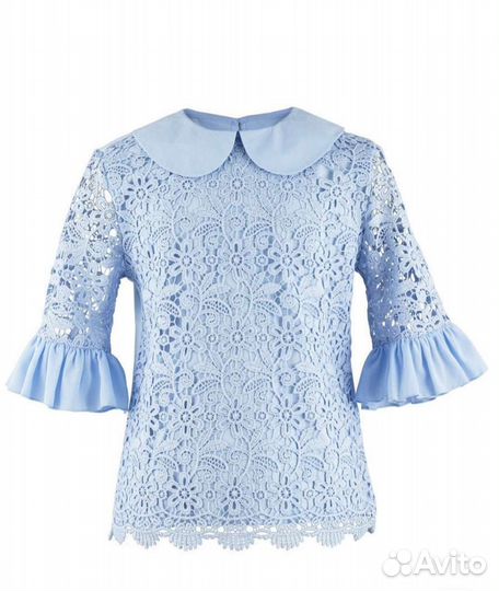 Блуза голубая школьная 140-152