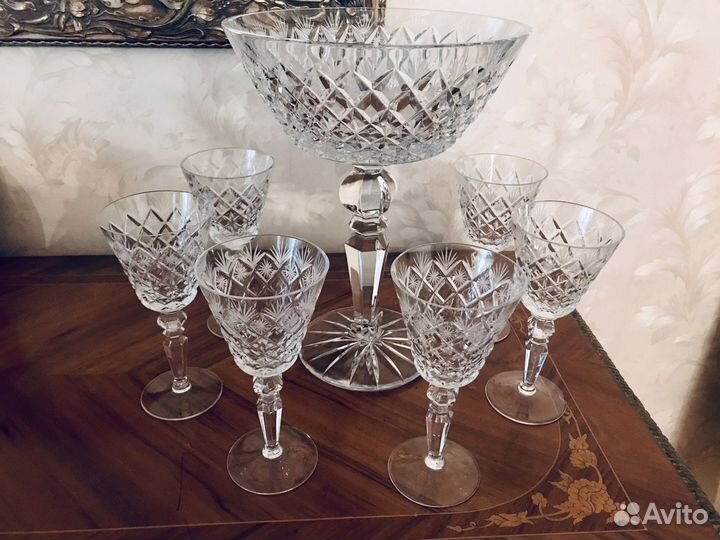 Ваза и фужеры, хрусталь ручной работы