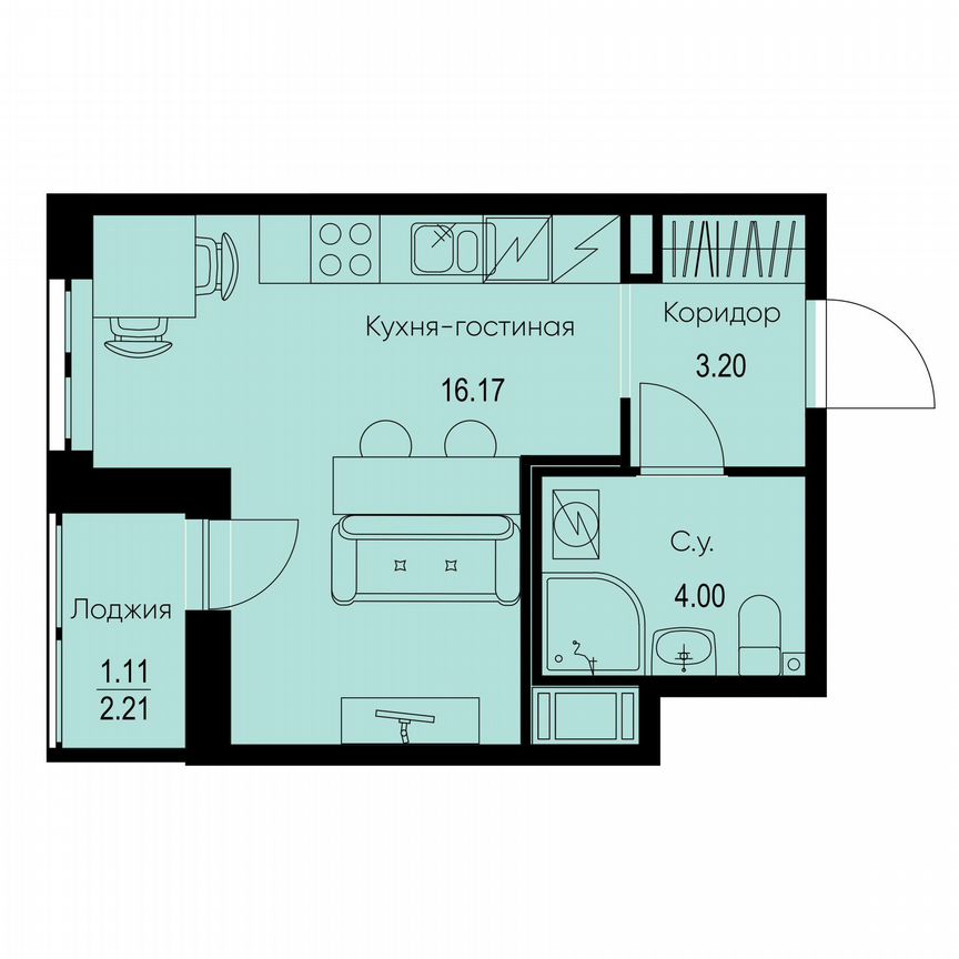 Квартира-студия, 24,5 м², 7/9 эт.