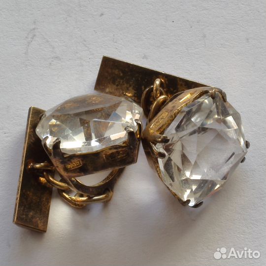 Запонки серебро хрусталь СССР. 1
