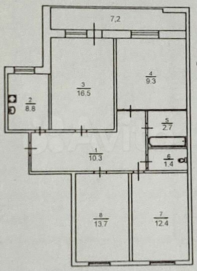 4-к. квартира, 75,1 м², 6/10 эт.