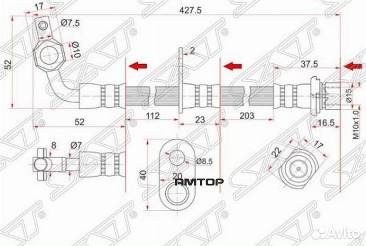 SAT ST-90947-02F29 Шланг тормозной передний (Таила