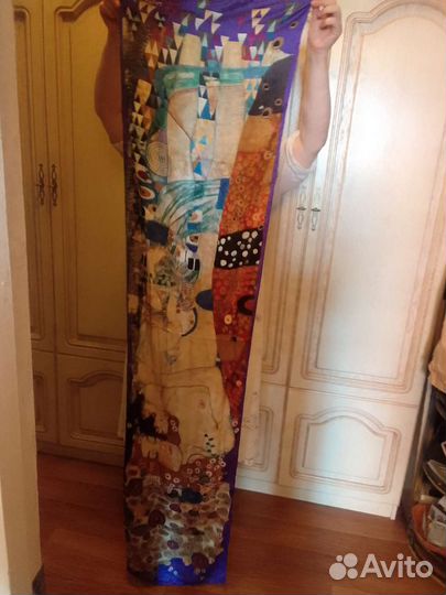 Палантин шелк 175 на 44 Климт Мать и дитя