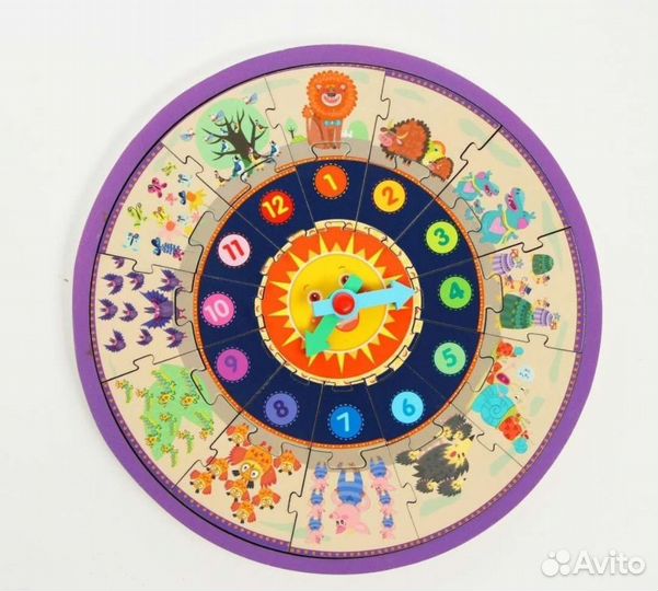 Детские развивающие часы пазлы 2 в 1