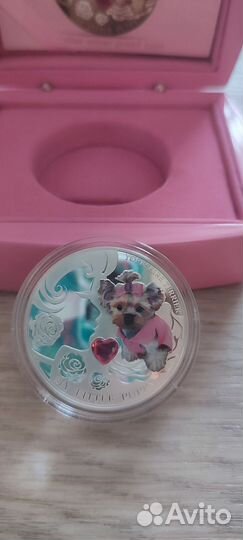 Подарочная серебряная монета йоркширский терьер 31