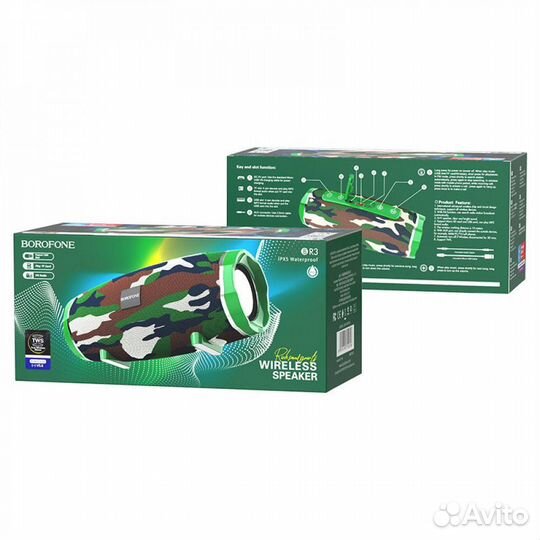 Колонка Bluetooth BR3 (microSD USB AUX) 10Вт TWS