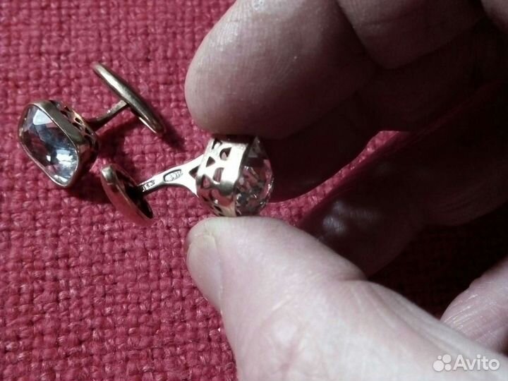 Запонки «горный хрусталь» Серебро,времена СССР