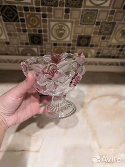 Ваза конфетница цветное стекло