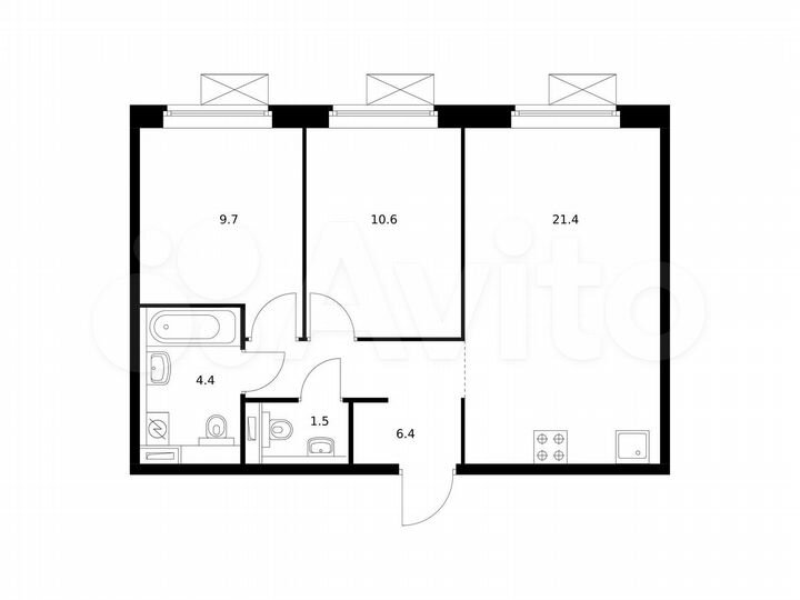 2-к. квартира, 54 м², 14/16 эт.