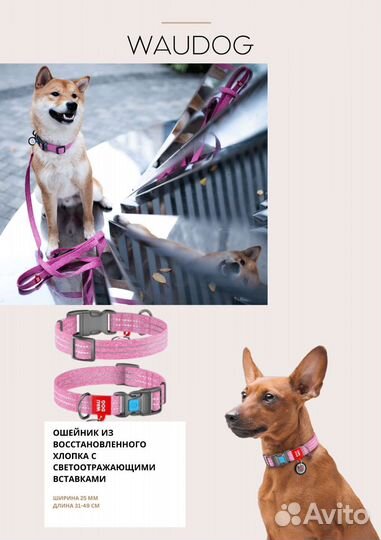 Ошейник д/собак восстановленный хлопок waudog