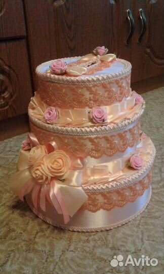 Свадебный торт для денег+подушка для колец