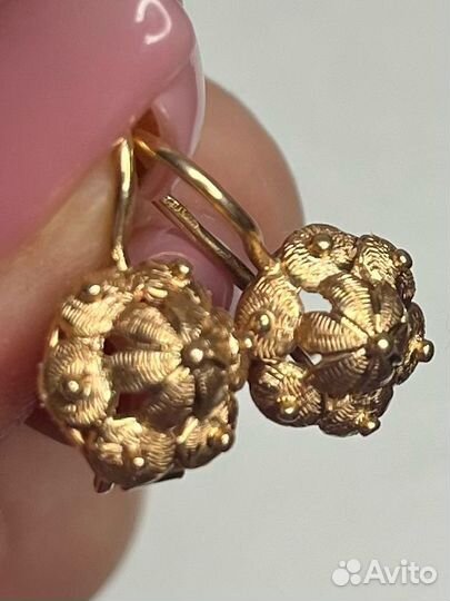 Золотые серьги 583 проба