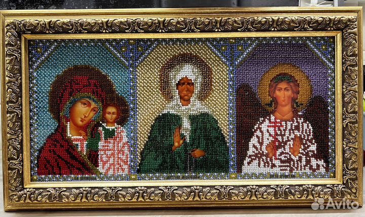 Икона вышитая биссером в раме
