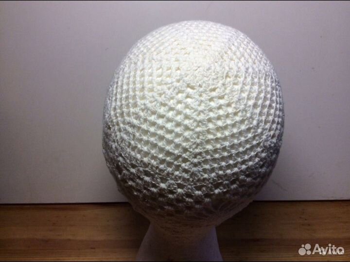 Вязаная шапочка, натур хлопок, арт 056, р 54-56