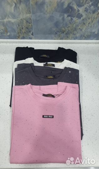 Майка+шорты Miu разные цвета со стразами M-L