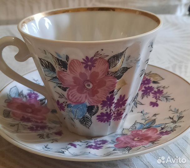 Чайной - кофейная пара. лфз СССР Костяной фарфор