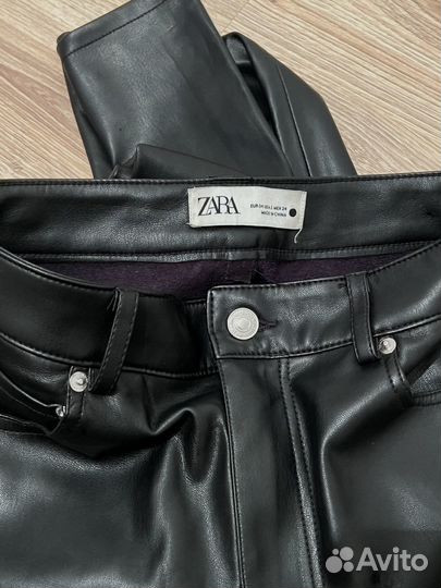 Кожаные брюки Zara женские