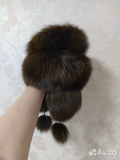 Шапка песец кожа