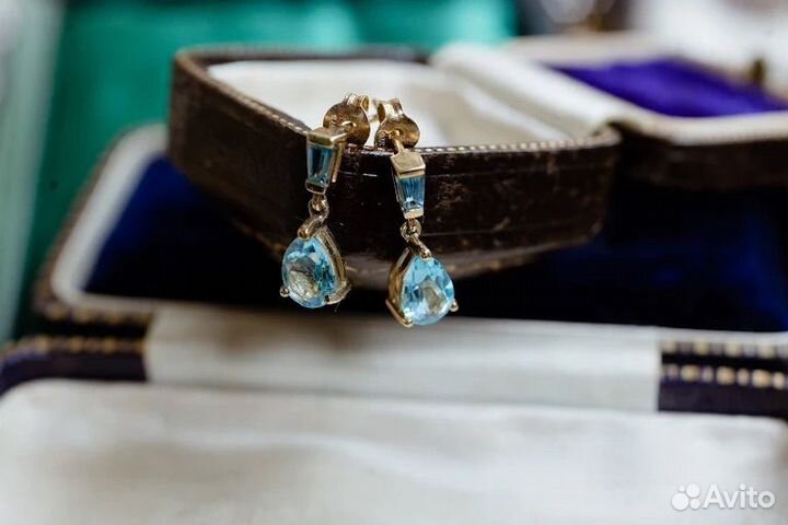 Серьги из золота 375 пробы с топазами